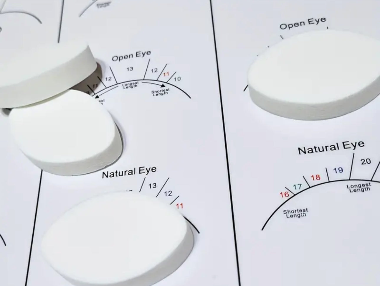 Lash Mapping
Practice Sheet with x10
Eye Shaped Sponges